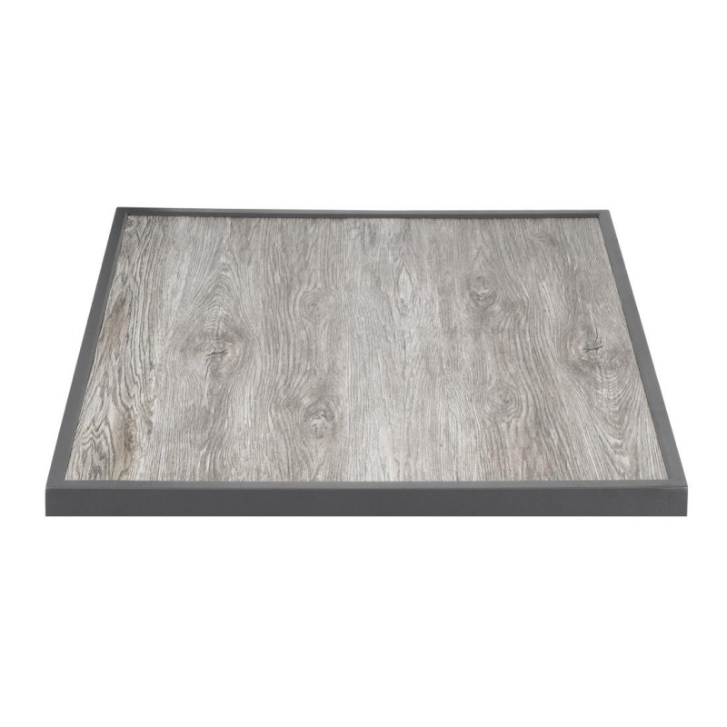 Plateau de table extérieur carré en verre trempé Bolero effet grain de bois bord gris 700 mm FU515 Bolero Plateau de table extérieur carré en verre trempé Bolero effet grain de bois bord gris 700 mm FU515 Bolero