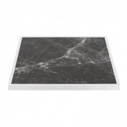 Plateau de table extérieur carré en verre trempé Bolero effet granit foncé bord blanc 700 mm FU516 Bolero
