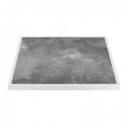 Plateau de table extérieur carré en verre trempé Bolero effet pierre foncée bord blanc 700 mm FU517 Bolero