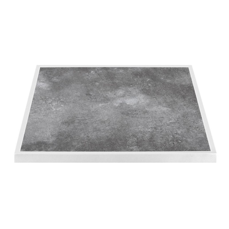 Plateau de table extérieur carré en verre trempé Bolero effet pierre foncée bord blanc 700 mm FU517 Bolero Plateau de table extérieur carré en verre trempé Bolero effet pierre foncée bord blanc 700 mm FU517 Bolero