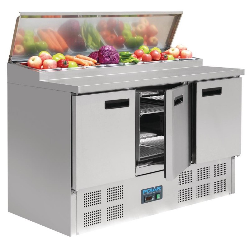 Comptoir de préparation réfrigéré pizzas et salades Polar Série G 390L G605 Polar Comptoir de préparation réfrigéré pizzas et salades Polar Série G 390L G605 Polar