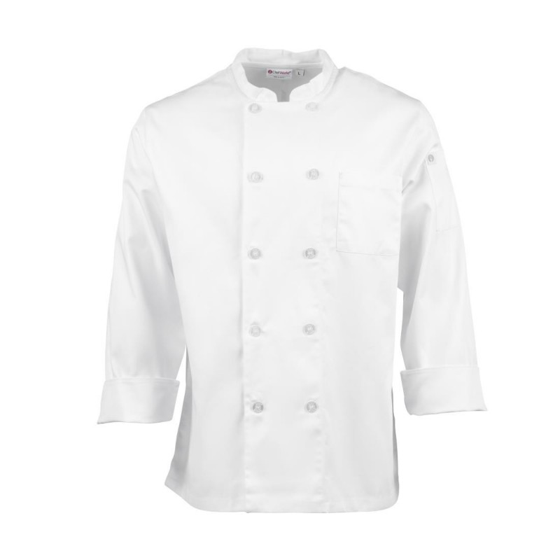 Veste de cuisine mixte Le Mans Chef Works blanche L A371-L Chef Works Veste de cuisine mixte Le Mans Chef Works blanche L A371-L Chef Works