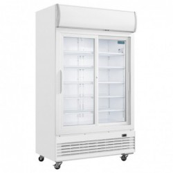Armoire réfrigérée 2 portes vitrées coulissantes avec caisson lumineux Polar Série G 950L GE581 Polar