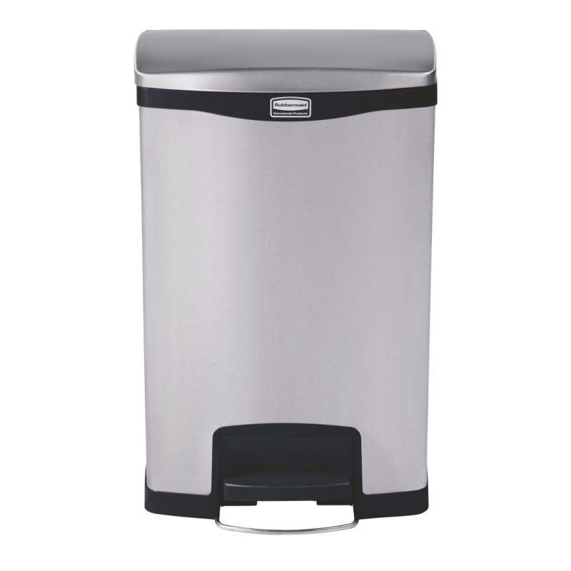 Poubelle à pédale frontale inox Rubbermaid Slim Jim 50L GE938 Slim Jim