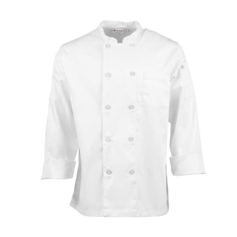 Veste de cuisine mixte Le Mans Chef Works blanche M A371-M Chef Works Veste de cuisine mixte Le Mans Chef Works blanche M A371-M Chef Works