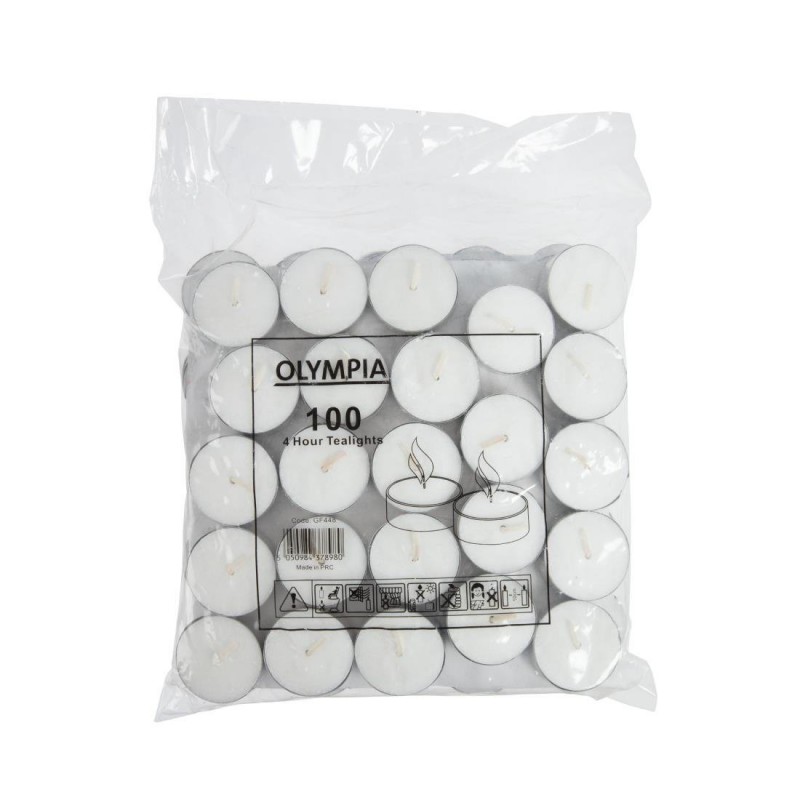 Bougies chauffe-plat 4 heures Olympia (Lot de 100) GF448 Olympia Bougies chauffe-plat 4 heures Olympia (Lot de 100) GF448 Olympia