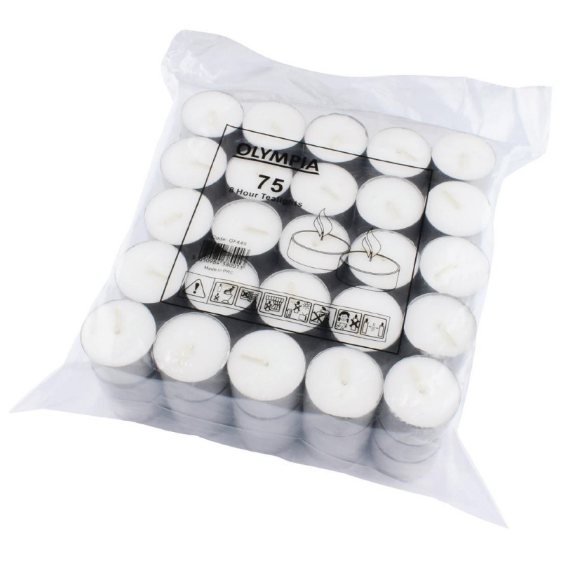 Bougies chauffe-plat 8 heures Olympia (Lot de 75) GF449 Olympia Bougies chauffe-plat 8 heures Olympia (Lot de 75) GF449 Olympia