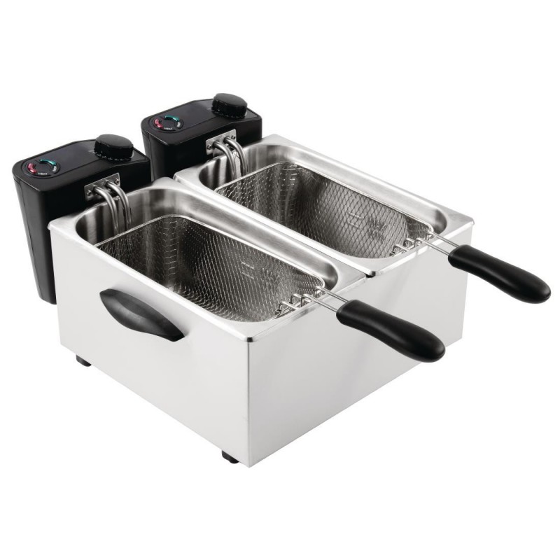 Friteuse de comptoir double Caterlite peu intensive 2x 3 Friteuse de comptoir double Caterlite peu intensive 2x 3