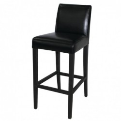 Tabouret de bar haut avec dossier en simili cuir Bolero noir GG651 Bolero