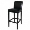 Tabouret de bar haut avec dossier en simili cuir Bolero noir GG651 Bolero