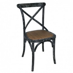 Chaises en bois patiné avec dossier croisé Bolero noires (lot de 2) GG654 Bolero