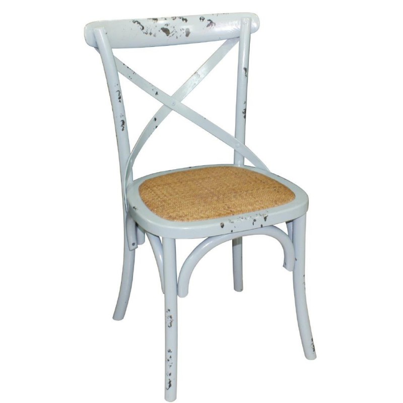 Chaises en bois patiné avec dossier croisé Bolero bleues (Lot de 2) GG655 Bolero Chaises en bois patiné avec dossier croisé Bolero bleues (Lot de 2) GG655 Bolero