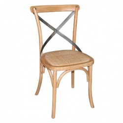 Chaises en bois patiné avec dossier croisé Bolero naturel (Lot de 2) GG656 Bolero