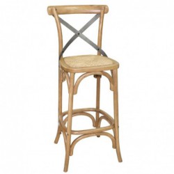 Tabouret de bar en bois avec dossier croisé Bolero métal GG657 Bolero