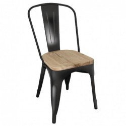 Chaise en acier noir avec assise en bois Bolero Bistro (lot de 4) GG707 Bolero