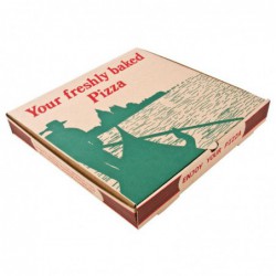 Boîtes à pizza imprimées compostables 358mm (lot de 50) GG999 Amipak