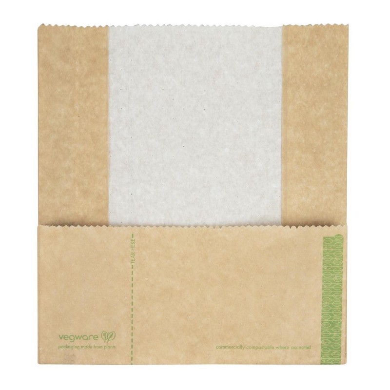 Sachets panini kraft compostables Vegware (lot de 500) GH019 Vegware Sachets panini kraft compostables Vegware (lot de 500) GH019 Vegware