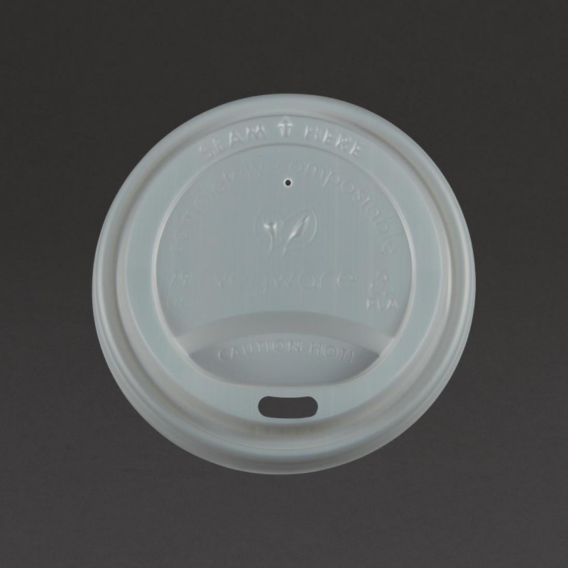 Couvercles CPLA pour gobelets boissons chaudes compostables Vegware 225ml (lot de 1000) GH024 Vegware Couvercles CPLA pour gobelets boissons chaudes compostables Vegware 225ml (lot de 1000) GH024 Vegware