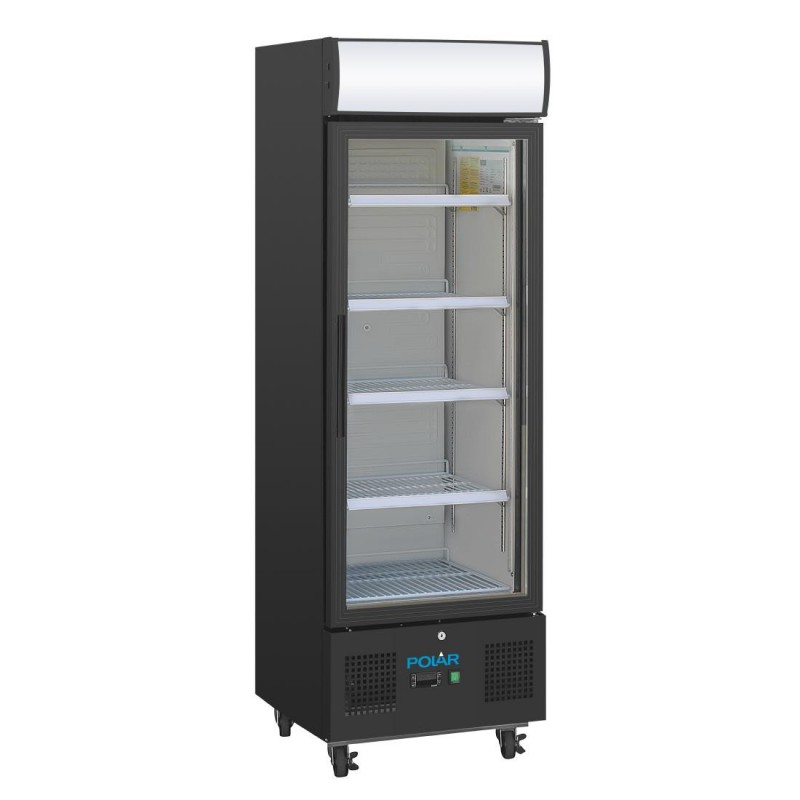 Vitrine réfrigérée positive avec caisson lumineux Polar Série G 218L noire GH426 Polar Vitrine réfrigérée positive avec caisson lumineux Polar Série G 218L noire GH426 Polar