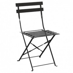 Chaises de terrasse pliantes en acier Bolero noires (Lot de 2) GH553 Bolero