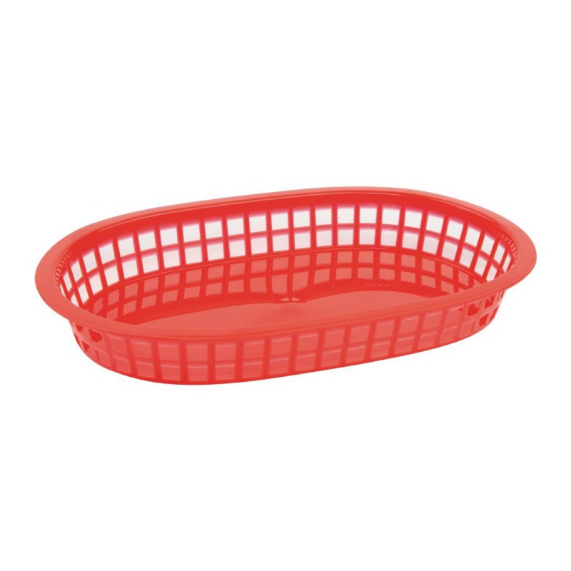 Panière alimentaire ovale en polypropylène Olympia rouge (Lot de 6) GH967 Olympia