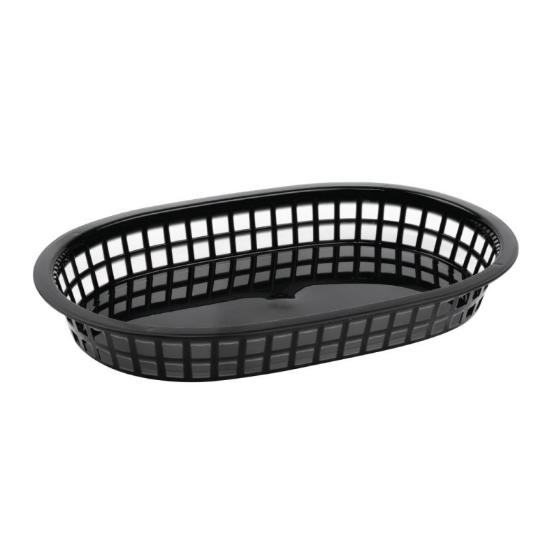 Panière alimentaire ovale en polypropylène Olympia noire (Lot de 6) GH969 Olympia Panière alimentaire ovale en polypropylène Olympia noire (Lot de 6) GH969 Olympia