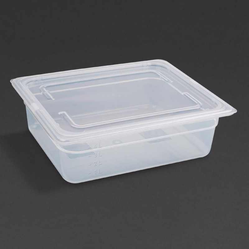 Bac en polypropylène GN1/2 100mm Vogue (Lot de 4) GJ515 Vogue Bac en polypropylène GN1/2 100mm Vogue (Lot de 4) GJ515 Vogue