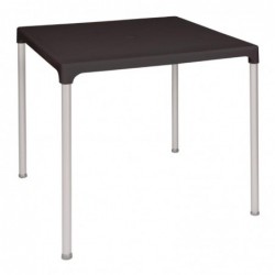Table carrée avec pieds aluminium Bolero noire 750mm GJ970 Bolero