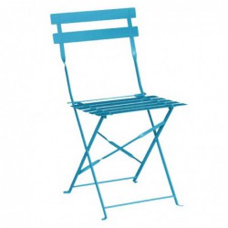 Chaises de terrasse pliantes en acier Bolero bleu turquoise (Lot de 2) GK982 Bolero