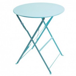 Table de terrasse ronde en acier Bolero bleu turquoise 595mm GK983 Bolero
