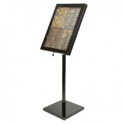 Présentoir éclairé LED Securit noir avec poteau et pied GL110 Securit