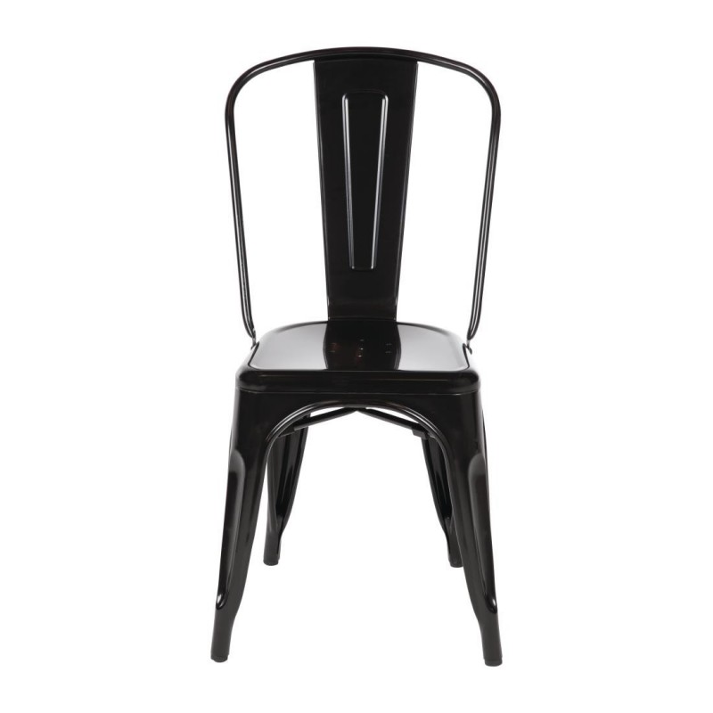Chaises en acier noir Bolero Bistro (lot de 4) GL331 Bolero Chaises en acier noir Bolero Bistro (lot de 4) GL331 Bolero