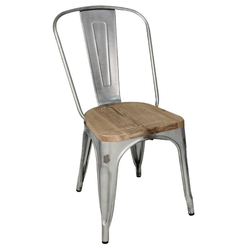 Chaises en acier avec assise en bois Bolero (lot de 4) GM642 Bolero Chaises en acier avec assise en bois Bolero (lot de 4) GM642 Bolero