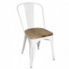Chaises en acier avec assise en bois Bolero blanches (lot de 4) GM644 Bolero