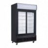 Vitrine réfrigérée positive 2 portes coulissantes avec caisson lumineux Polar Série G 950L noire GM814 Polar