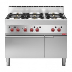 Fourneau 6 feux sur four électrique à convection avec placard ouvert Gastro M 65/110CFGE GN049 Gastro M