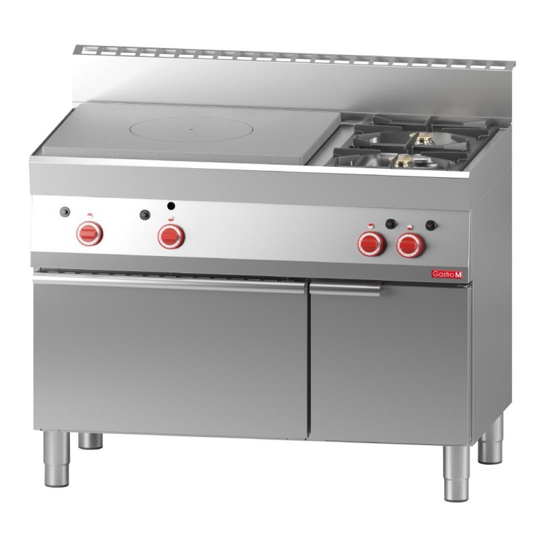 Plaque coup de feu gaz Gastro M 650 et 2 feux vifs sur four à gaz et placard fermé 65/110TPG GN052 Gastro M Plaque coup de feu gaz Gastro M 650 et 2 feux vifs sur four à gaz et placard fermé 65/110TPG GN052 Gastro M