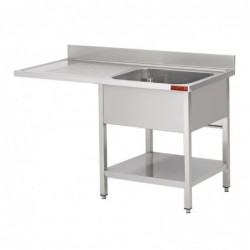 Plonge avec dosseret 1 bac et sous-tablette à gauche et 1 égouttoir et espace LV à droite Gastro M 1200x700x850mm GN095 Gastro M