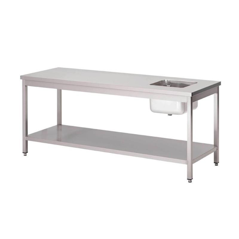 Table du chef inox avec bac à gauche et étagère basse Gastro M 2000 x 700 x 890mm GN142 Gastro M Table du chef inox avec bac à gauche et étagère basse Gastro M 2000 x 700 x 890mm GN142 Gastro M