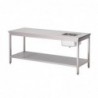 Table du chef inox avec bac à gauche et étagère basse Gastro M 2000 x 700 x 890mm GN142 Gastro M