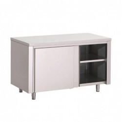 Table armoire inox avec portes coulissantes Gastro M 1400 x 700 x 875mm GN151 Gastro M