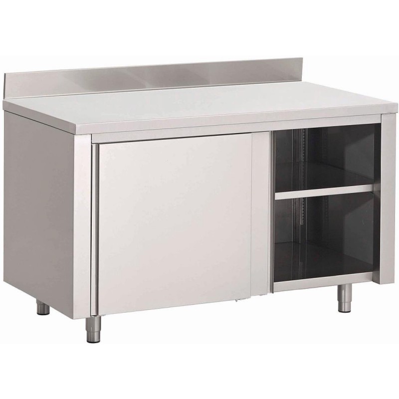 Table armoire inox avec portes coulissantes et dosseret Gastro M 1500 x 700 x 875mm GN159 Gastro M Table armoire inox avec portes coulissantes et dosseret Gastro M 1500 x 700 x 875mm GN159 Gastro M