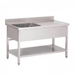 Plonge inox avec étagère basse Gastro M 1 bac à gauche 140 x 70 x 85 cm GN201 Gastro M