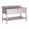 Plonge inox avec étagère basse Gastro M 2 bacs à gauche 160 x 70 x 85 cm GN203 Gastro M