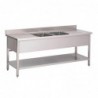 Plonge inox avec étagère basse Gastro M 2 bacs au centre 200 x 70 x 85 cm GN204 Gastro M
