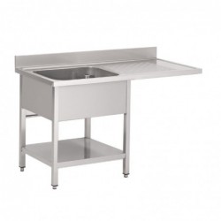 Plonge inox avec étagère basse et emplacement lave-vaisselle Gastro M 1 bac à gauche 120 x 70 x 85 cm GN206 Gastro M