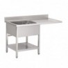 Plonge inox avec étagère basse et emplacement lave-vaisselle Gastro M 1 bac à gauche 120 x 70 x 85 cm GN206 Gastro M