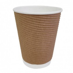 Gobelets boissons chaudes kraft paroi isolante ondulée Fiesta Recyclable 340ml (lot de 25) GP445 Fiesta