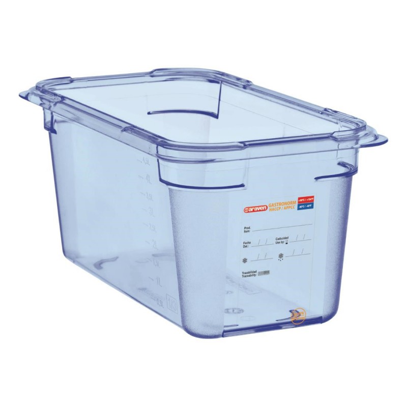 Boîte hermétique bleue en ABS sans BPA Araven GN1/4 150mm GP576 Araven Boîte hermétique bleue en ABS sans BPA Araven GN1/4 150mm GP576 Araven