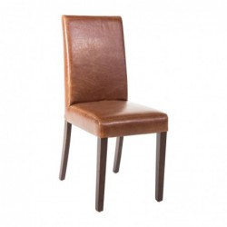 Chaise dossier haut en simili cuir Bolero marron patiné x2 GR368 Bolero